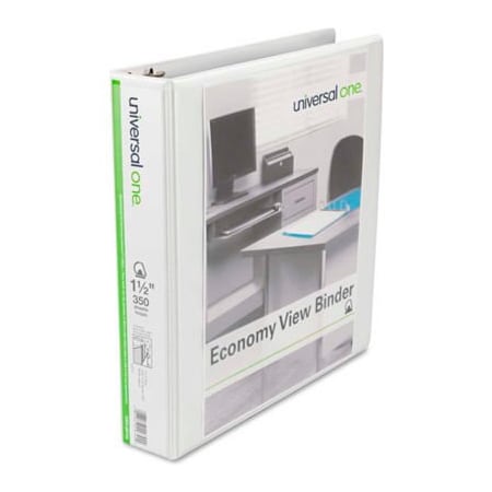 Universal Universal Economy D-Ring Vinyl View Binder, 1-1/2" Capacity, White UNV20744***